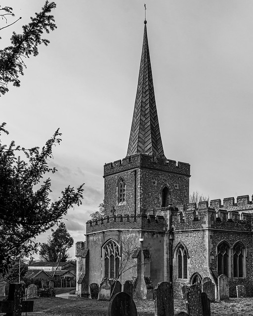 Old Stevenage - St Nicholas Church (Monochrome - Cropped) (Panasonic DC-S1 & & Sigma DG DN 35mm f1.2 Prime)