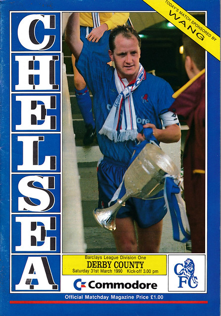 Football Programme Chelsea v Derby County 31st March 1990