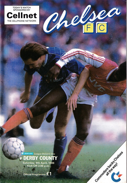 Football Programme Chelsea v Derby County 9th April 1988