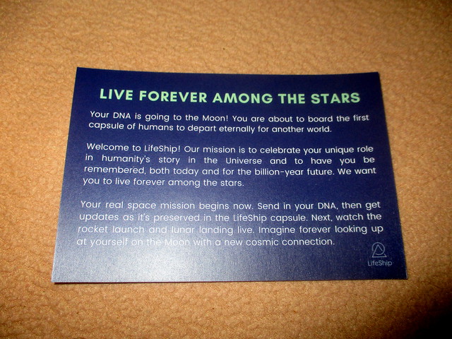 Back of Collection Card for My LifeShip