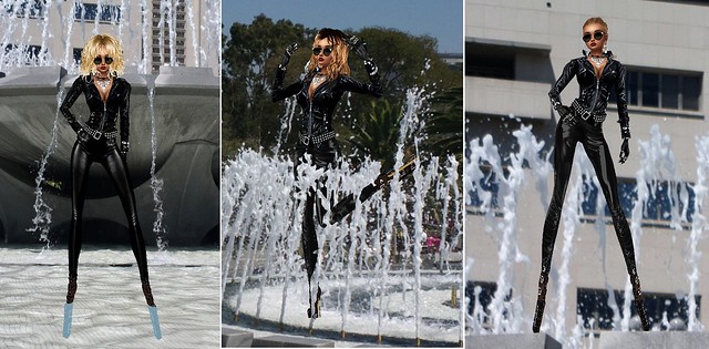 Black Leather and Extreme Heels in the Fountains