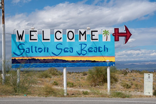Salton Sea Beach, CA - March 21, 2019: Welcome sign to Salton Sea Beach, a small town located on the shores of the Salton Sea in California Imperial County