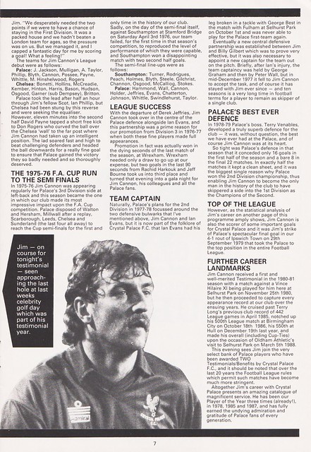 Crystal Palace vs Tottenham Hotspur - Jim Cannon Testimonial - 1988 - Page 7