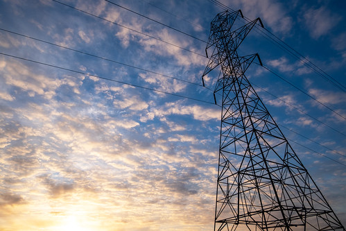sunrise sun clouds sky power powergrid powertower electricity electricgrid electricaltower