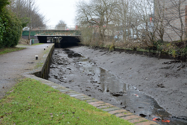 Lock gates open on the Birmingham Main line canal at Dunstall in Wolverhampton