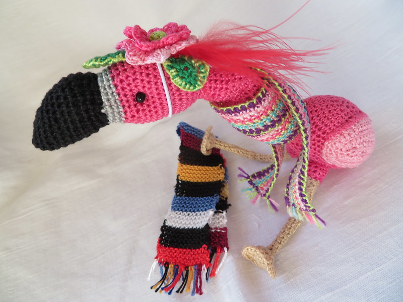 Knitted flamingo