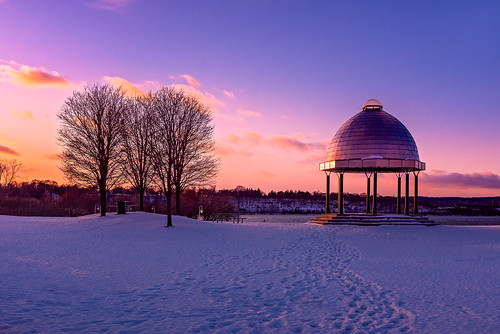 winter sunset bluehour