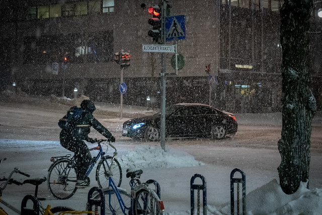 A Biker in the Snow