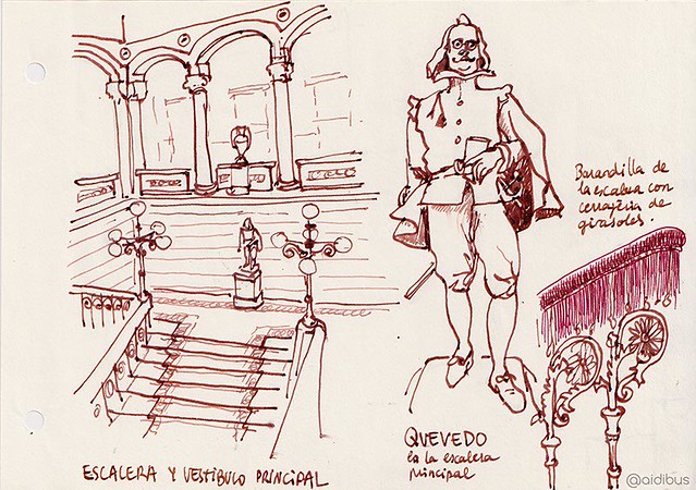 Escalera en Real Academia de la Lengua y escultura de Quevedo