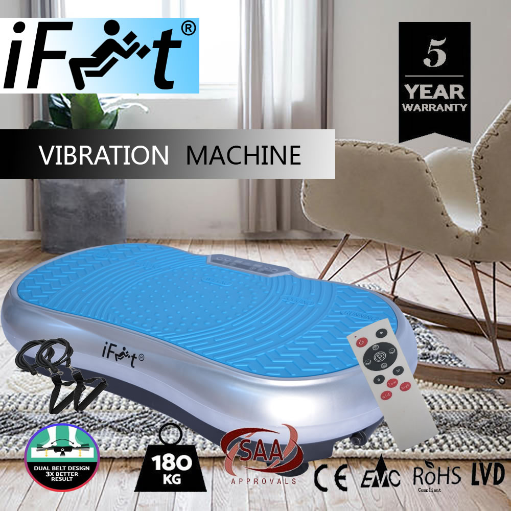 iFit Power Rock Vibration Massage Machine Body Shaper Slim Trainer Plate  Exercise Fitness Platform Silver