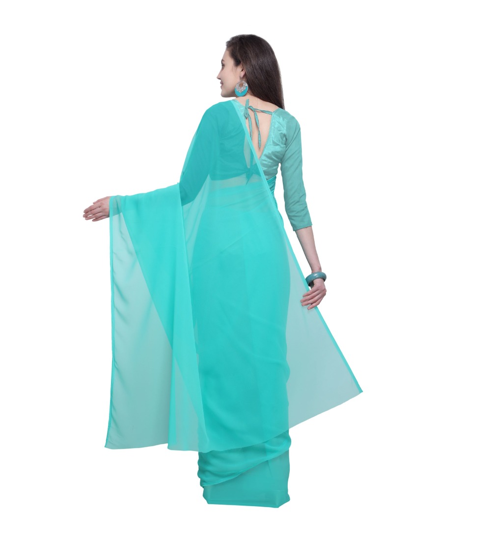 Generic Women's Dyed Saree(Seablue,5-6 Mtrs) Generic Women's Dyed Saree(Seablue,5-6 Mtrs)