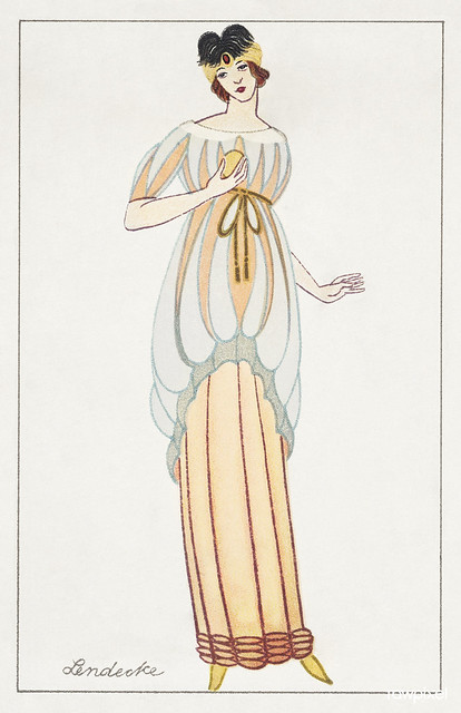 Woman in anklelength tubular dress (1912) fashion print in high resolution by Otto Friedrich Carl Lendecke. Original from The MET Museum. Digitally enhanced by rawpixel.