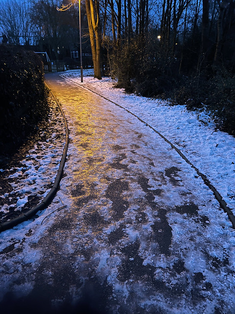 Slippery ice on the path
