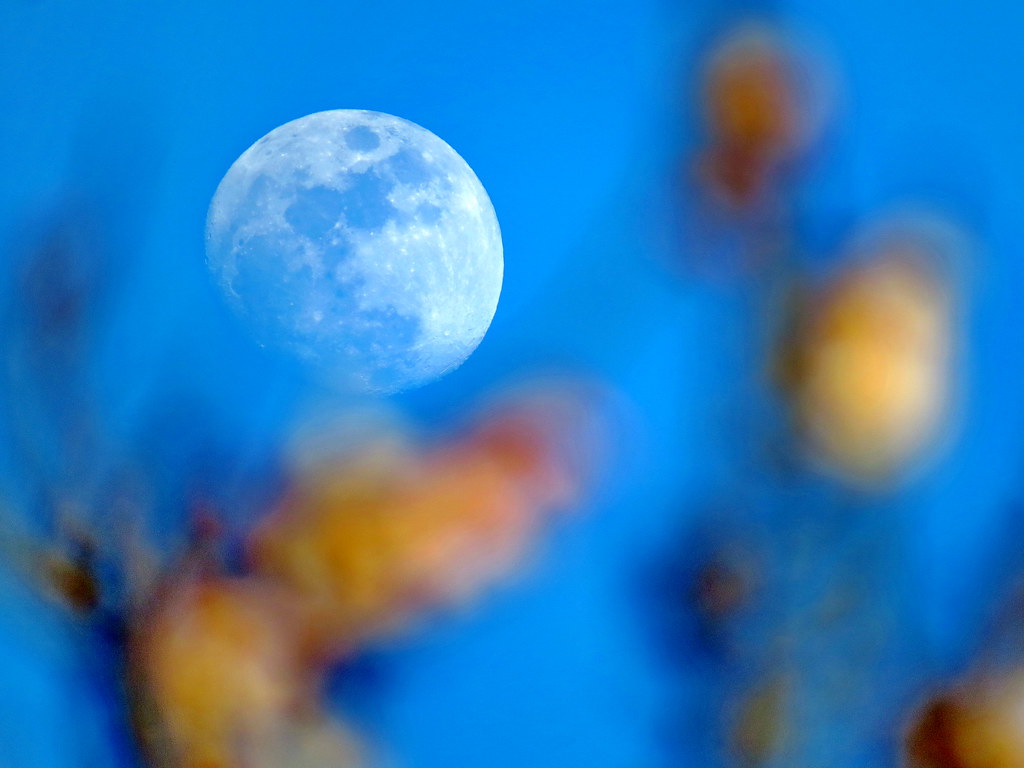 Mallorca blue sky with moon