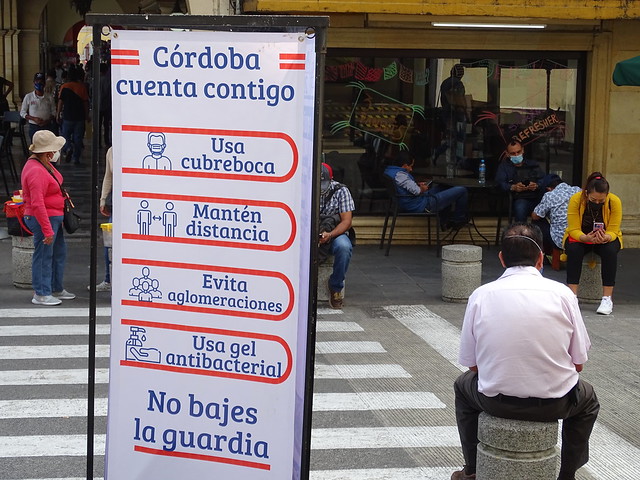 Covid Signage near Plaza - Cordoba - Veracruz - Mexico