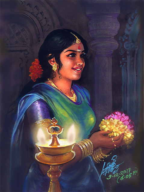 Tamilnadu Painting Woman Praying
