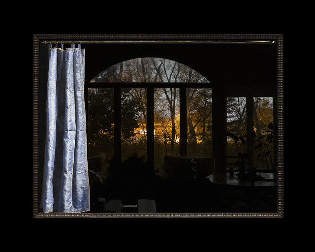Grateful for the Light Ahead III, 2019, with Frans van Mieris's Blue Curtain, 2021