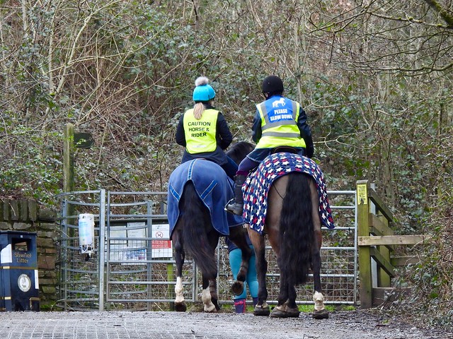 Horse Riders, Blaen Bran Car Park, Upper Cwmbran 31 January 2021