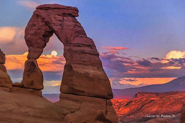Digital Oil Painting of the Delicate Arch by Charles W. Bailey, Jr.