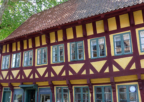 Yellow half-timbered building in Køge, a medieval town in Denmark