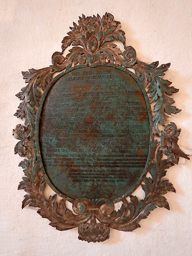 A copper plaque in the church in Køge, a medieval town in Denmark