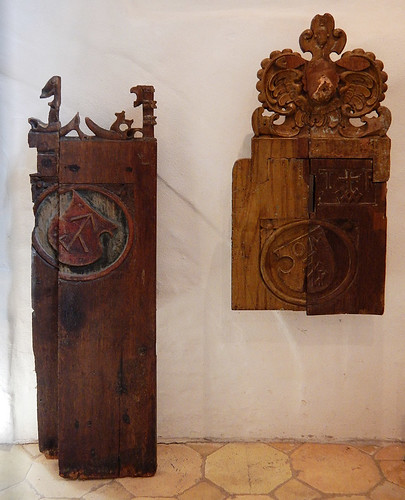 carved wood cupboards in the church in Køge, a medieval town in Denmark