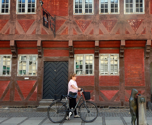 Red half-timbered mMuseum in Køge, a medieval town in Denmark