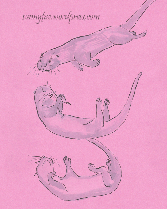 ink pen otter sketches 1