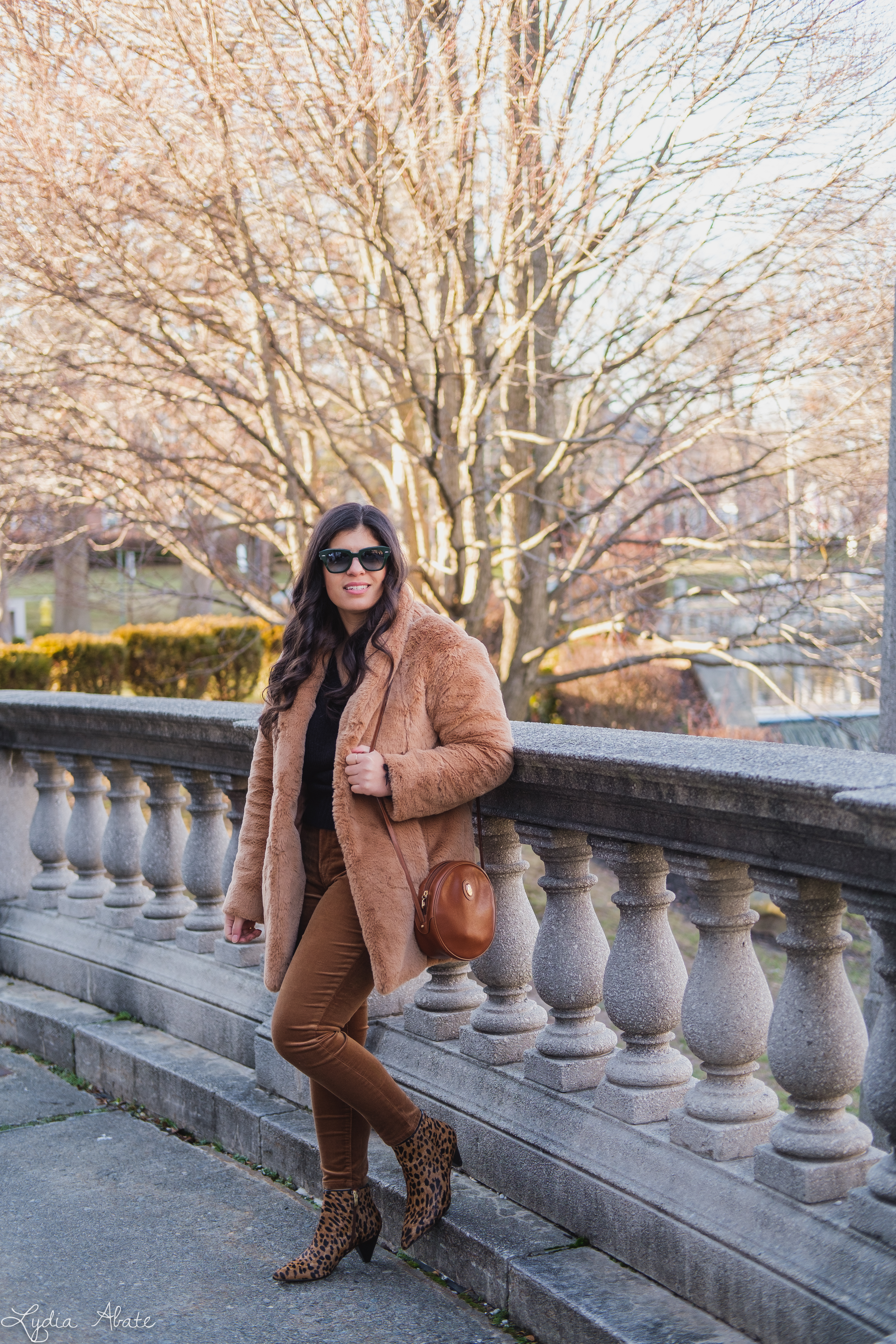 black fringe sweater, faux fur coat, brown corduroy pants-4.jpg