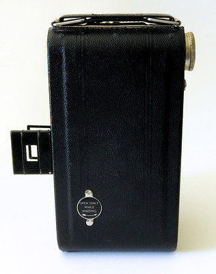 My first Kodak camera from the back, showing the pop-up viewfinder and the rewind peephole