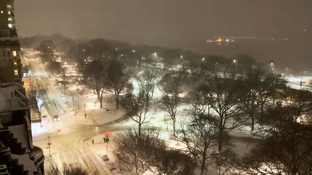 Just texted to me by friends: Today's snowstorm from their apartment on Riverside Drive across the street from Riverside Park. The Hudson River and New Jersey in the background. New York. Feb 2 2021