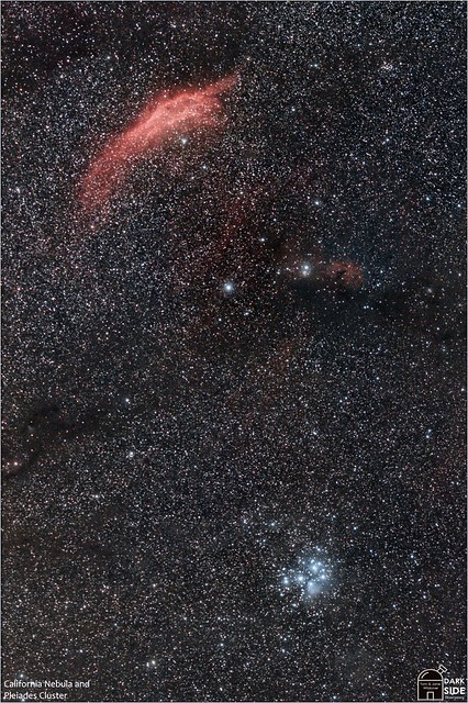 California Nebula and the Pleiades Star Cluster