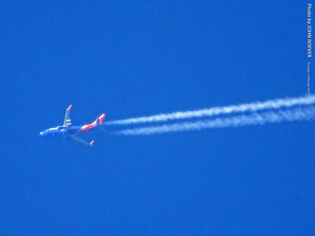 Southwest 737 (Baltimore to San Diego) flying over Topeka, 2 Feb 2021