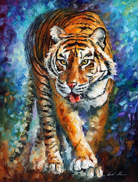 SCARY TIGER — oil painting on canvas