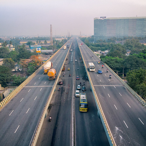 Bye Pass Road - India Land. Ambattur by sathish_fotography, Top view of normal and byepass road near India Land IT park located in Ambattur Telephone Exchange.
