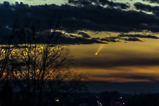 Comet on winter evening