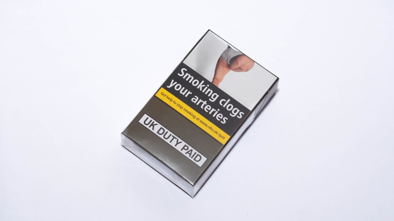 Packet of cigarettes with plain packaging