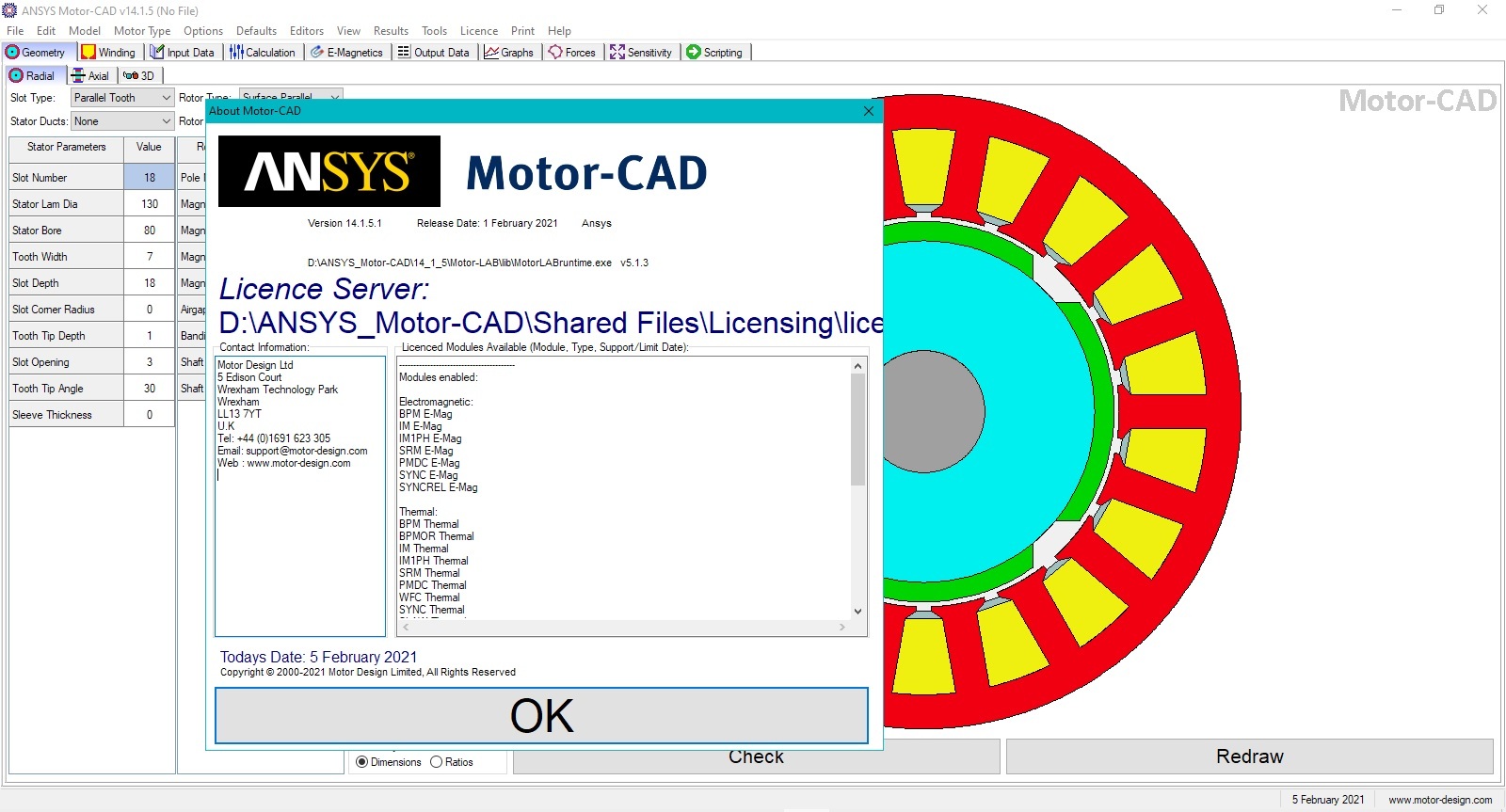 Working with ANSYS Motor-CAD 14.1.5 full