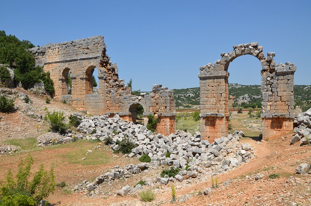 The double tier aqueduct of Olba, commissioned by Septimius Severus in 199 AD, it underwent repairs during the reign of Byzantine Emperor Justin II in 566 AD, Cilicia
