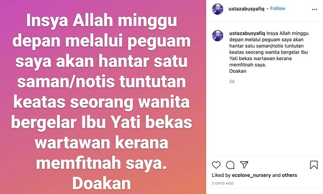 Penceramah Bebas Abu Syafiq Nak Saman Ibu Yati!
