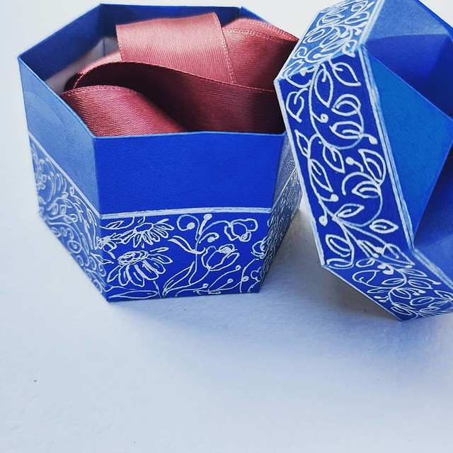 Origami box with doodles