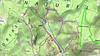 Carte IGN du Cavu Rive Droite avec le tracé du PR3bis et des surprises du parcours (rocher aux marches, source, deux caseddi ruinés)