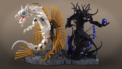 Oni and Dragon Sculpture