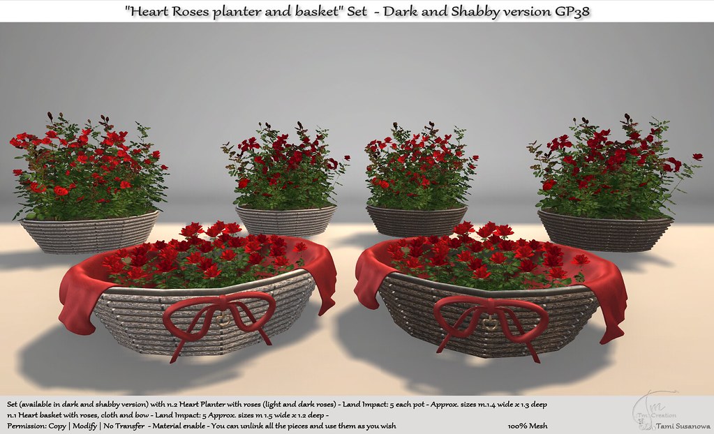 .:Tm:.Creation "Heart Roses planter and basket" Set GP38