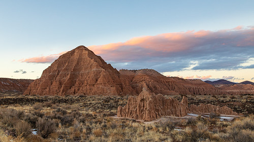 Striped mountain by John Getchel Photography, Nice color in Cathedral Gorge Stete Parkcathedralgorge nevada statepark bentonite clouds sunset pana