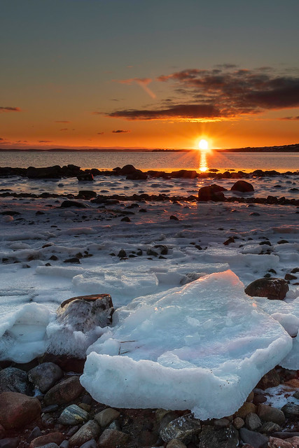 A cold sunset by the Oslofjord, Norway