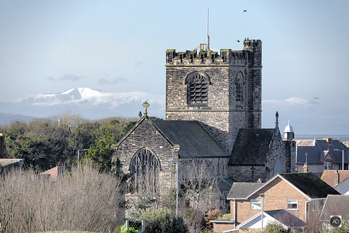 wallasey wirral wales snowdonianationalpark winter mountains church building sunshine trees landscape weather ice cold vista distance view tower outside