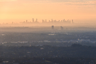 Melbourne city sunset