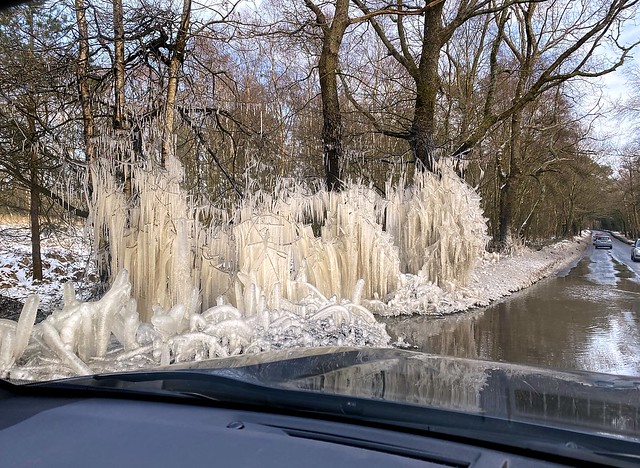 Frozen water splash sculpture art - near Weir Wood Reservoir - Feb 2021.