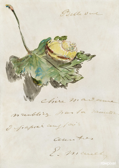 Letter Decorated with a Snail on a Leaf (1880) painting in high resolution by Édouard Manet. Original from The Getty. Digitally enhanced by rawpixel.